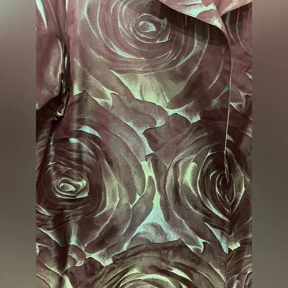 Vintage Caroline Rose Statement Jacket Size L. Green Rose Print. - Picture 5 of 8